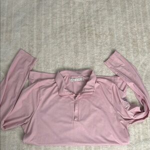Peter Millar Light Pink Long Sleeve quarter zip pullover